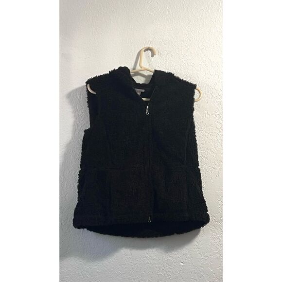 J.Crew Jackets & Blazers - J.Crew faux Fur vest Black Shaggy full zip Small